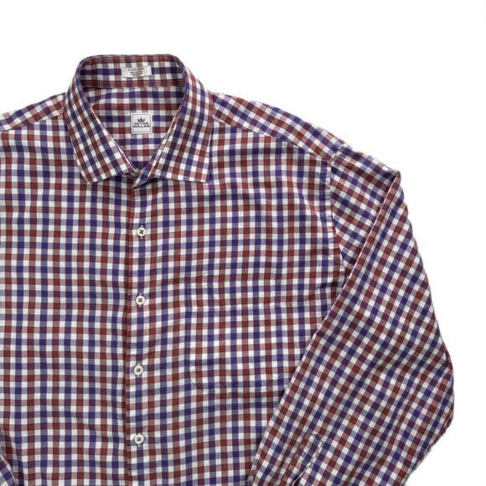 Peter Millar Men's XL Long Sleeve‎ Shirt Multicolor Gingham Check Cotton